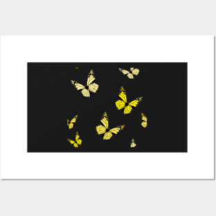 Yellow Butterfly Pattern Posters and Art